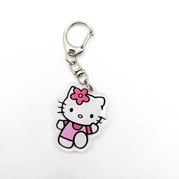 Hello Kitty Acrylic keychain pink white cartoon New - Picture 2 of 2